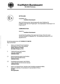 [Translate to English:] neureifen zertifikat ece r30