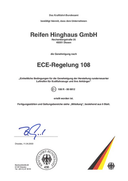 [Translate to English:] king-meiler ece 108 pkw reifen kba genehmigung